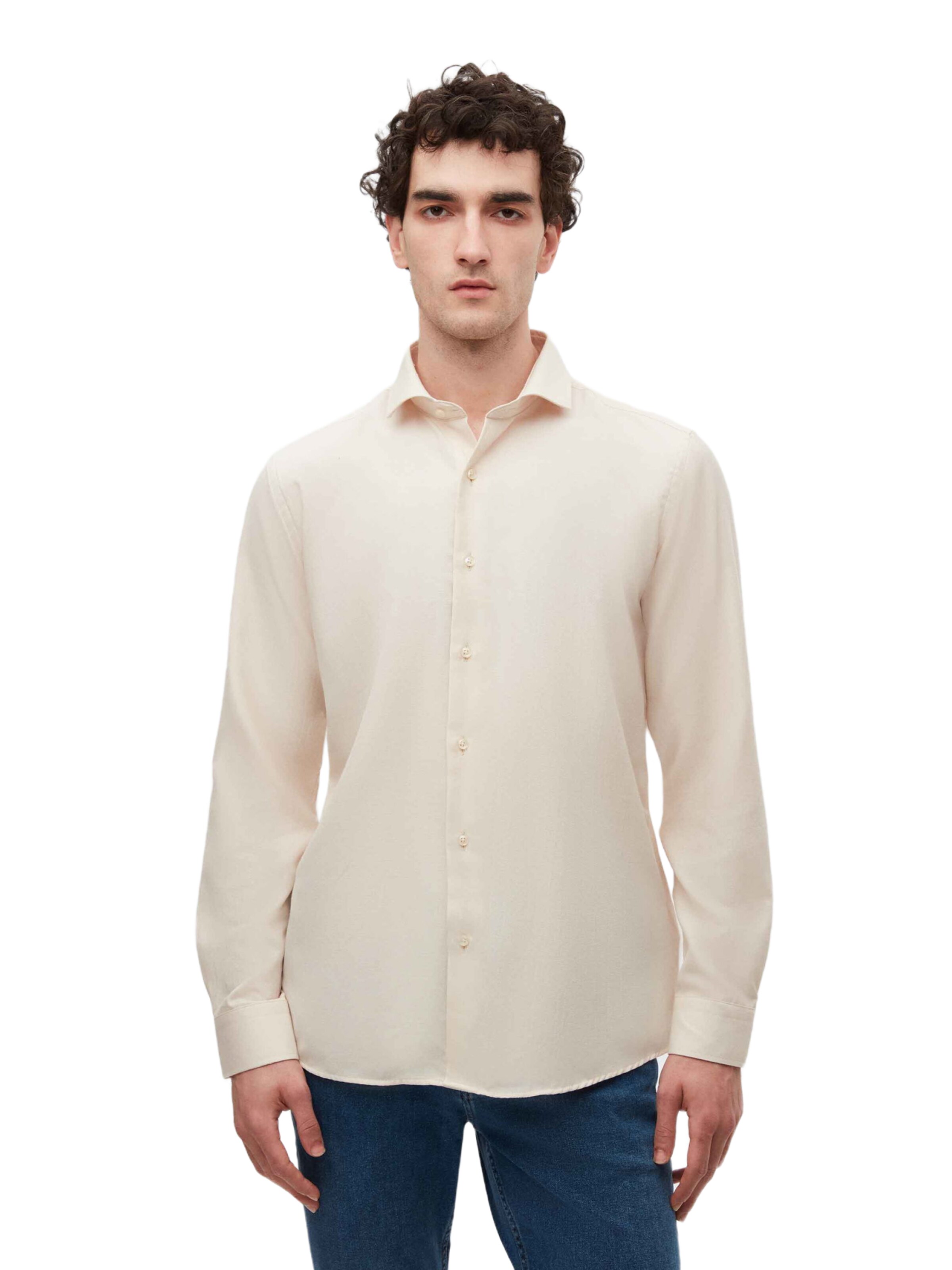 D’S Damat Regular fit Overhemd in Beige: voorkant