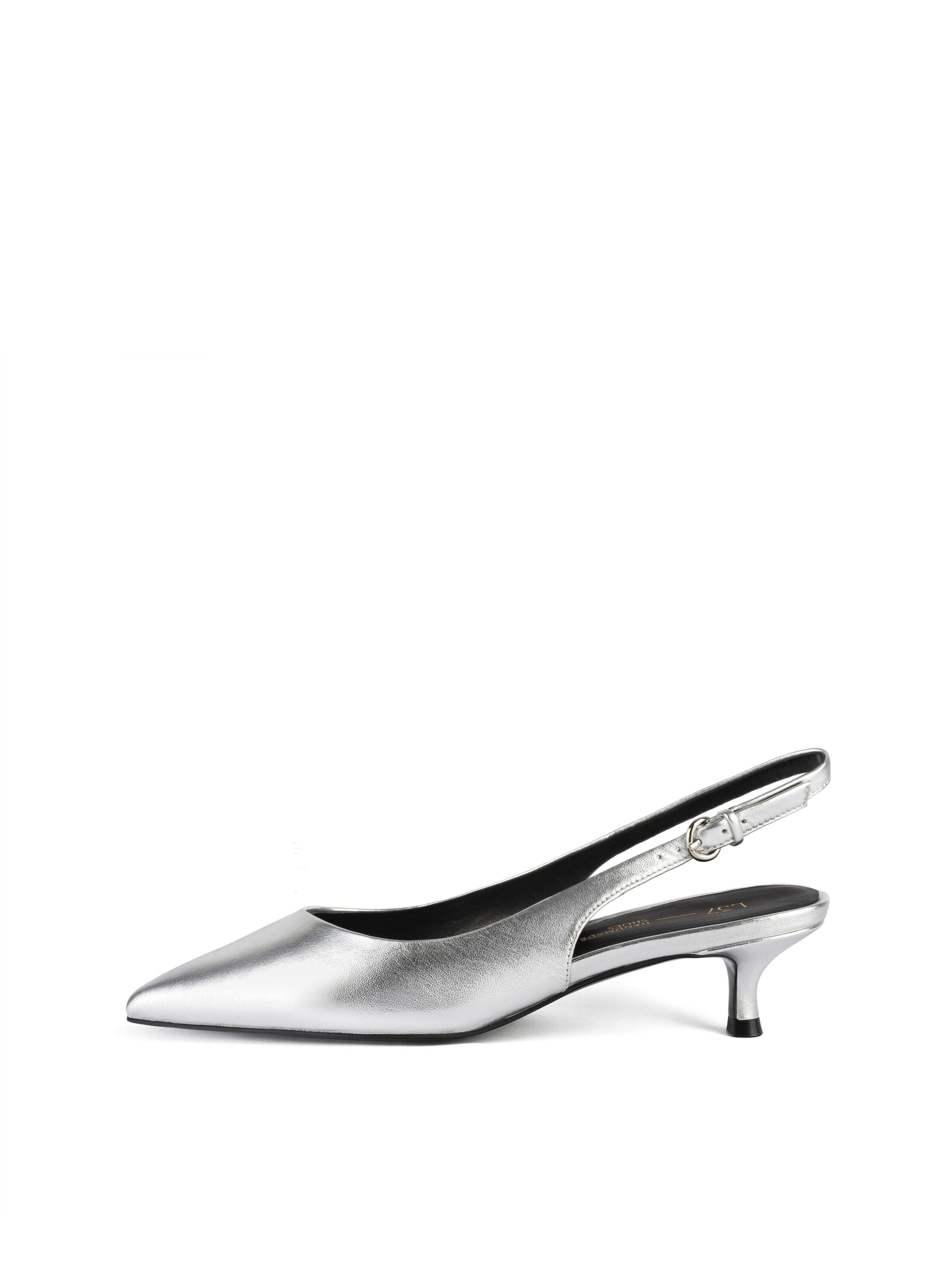 Décolleté sling 'ELEGANCE ESSENCE' di L37 HANDMADE SHOES in argento: frontale