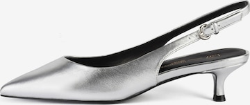 Décolleté sling 'ELEGANCE ESSENCE' di L37 HANDMADE SHOES in argento: frontale