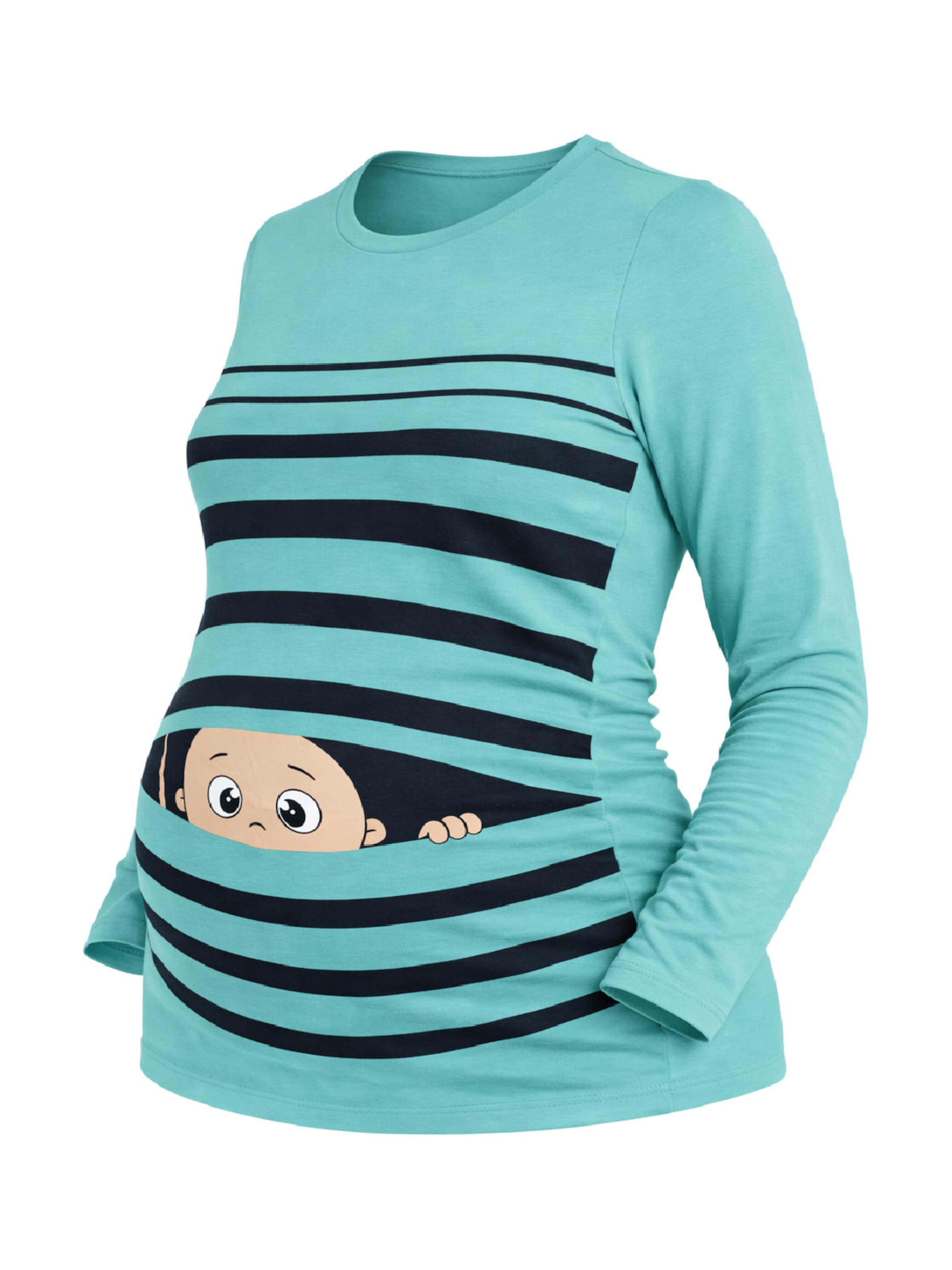 M.M.C. Shirt 'Guck Guck Umstandslangarmshirt' in Blue: front