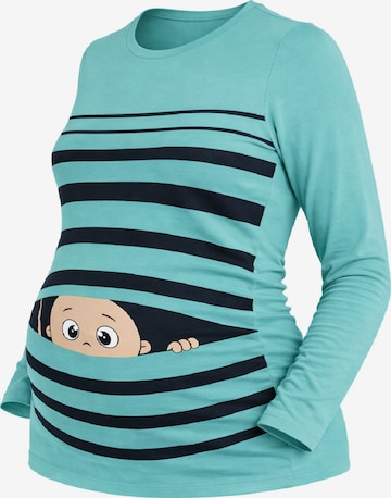 M.M.C. Shirt 'Guck Guck Umstandslangarmshirt' in Blue: front