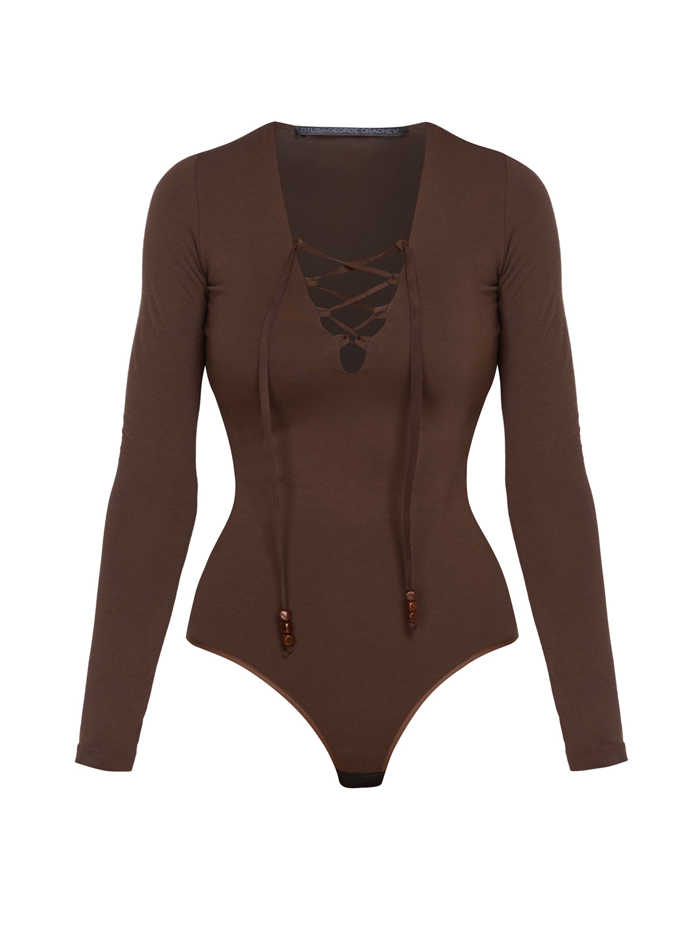 JIORO Blouse body 'ESSENTIALS' in Bruin: voorkant