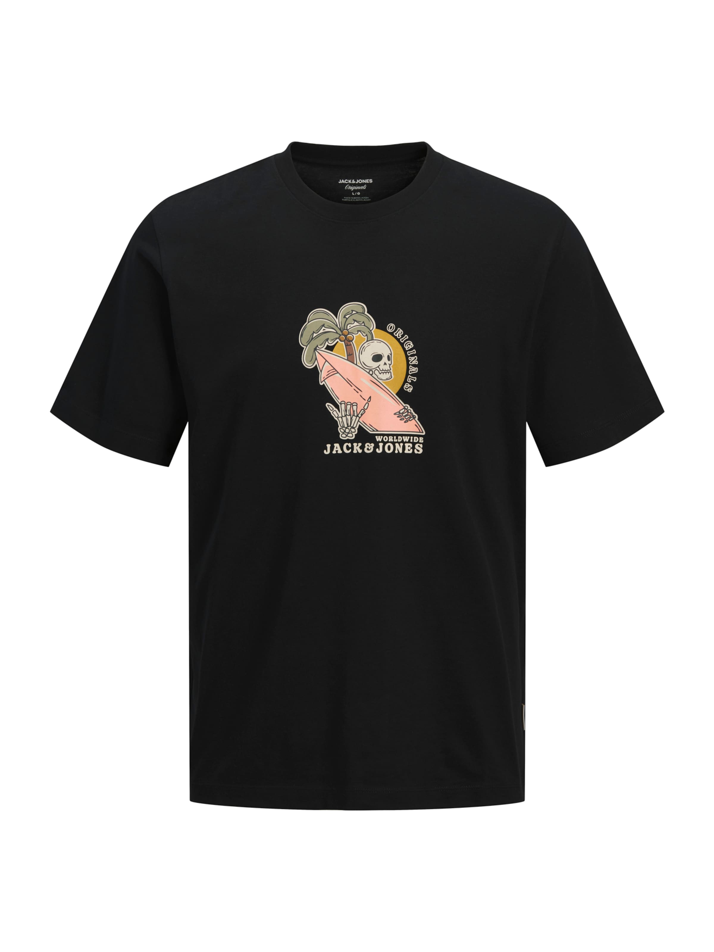 Jack & Jones Plus Μπλουζάκι 'JORCASSIS SKULL' σε μαύρο: μπροστά