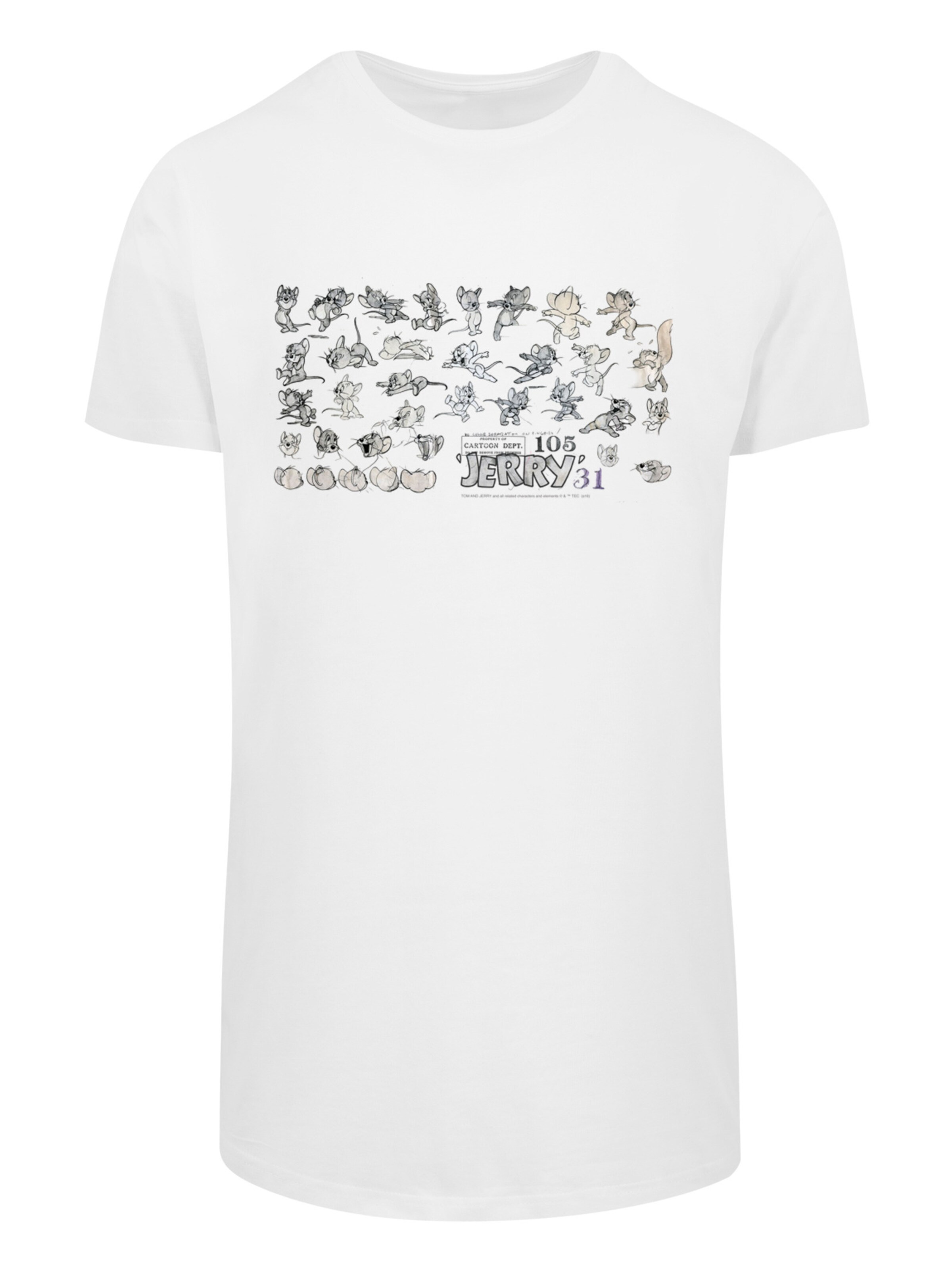 F4NT4STIC Shirt 'Tom and Jerry TV Serie Cartoon Dept Jerry' in White: front