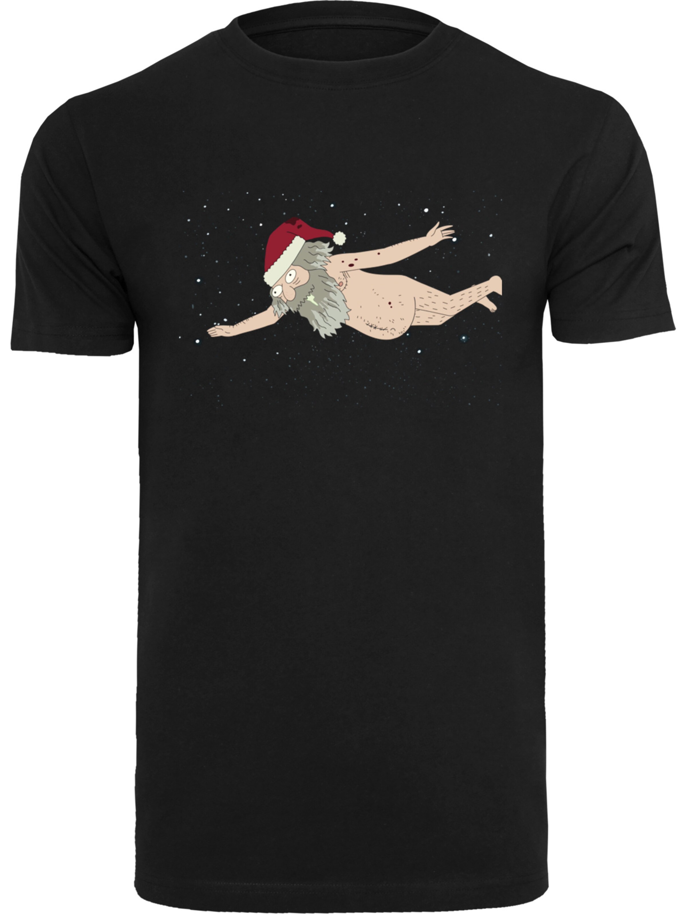 F4NT4STIC Shirt 'Rick and Morty Dead Space Santa' in Zwart: voorkant