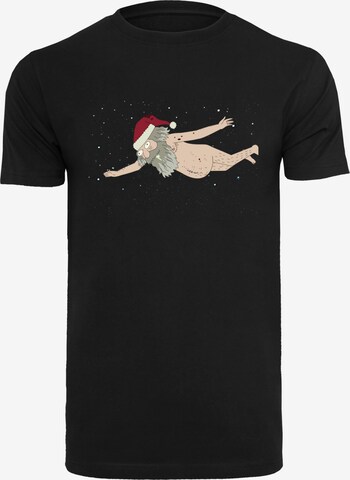 F4NT4STIC Shirt 'Rick and Morty Dead Space Santa' in Zwart: voorkant