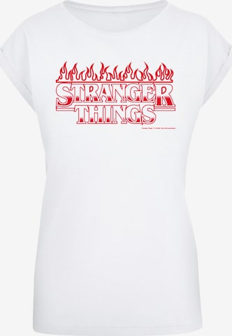 F4NT4STIC Shirt 'Stranger Things Flames Netflix TV Series' in Wit: voorkant