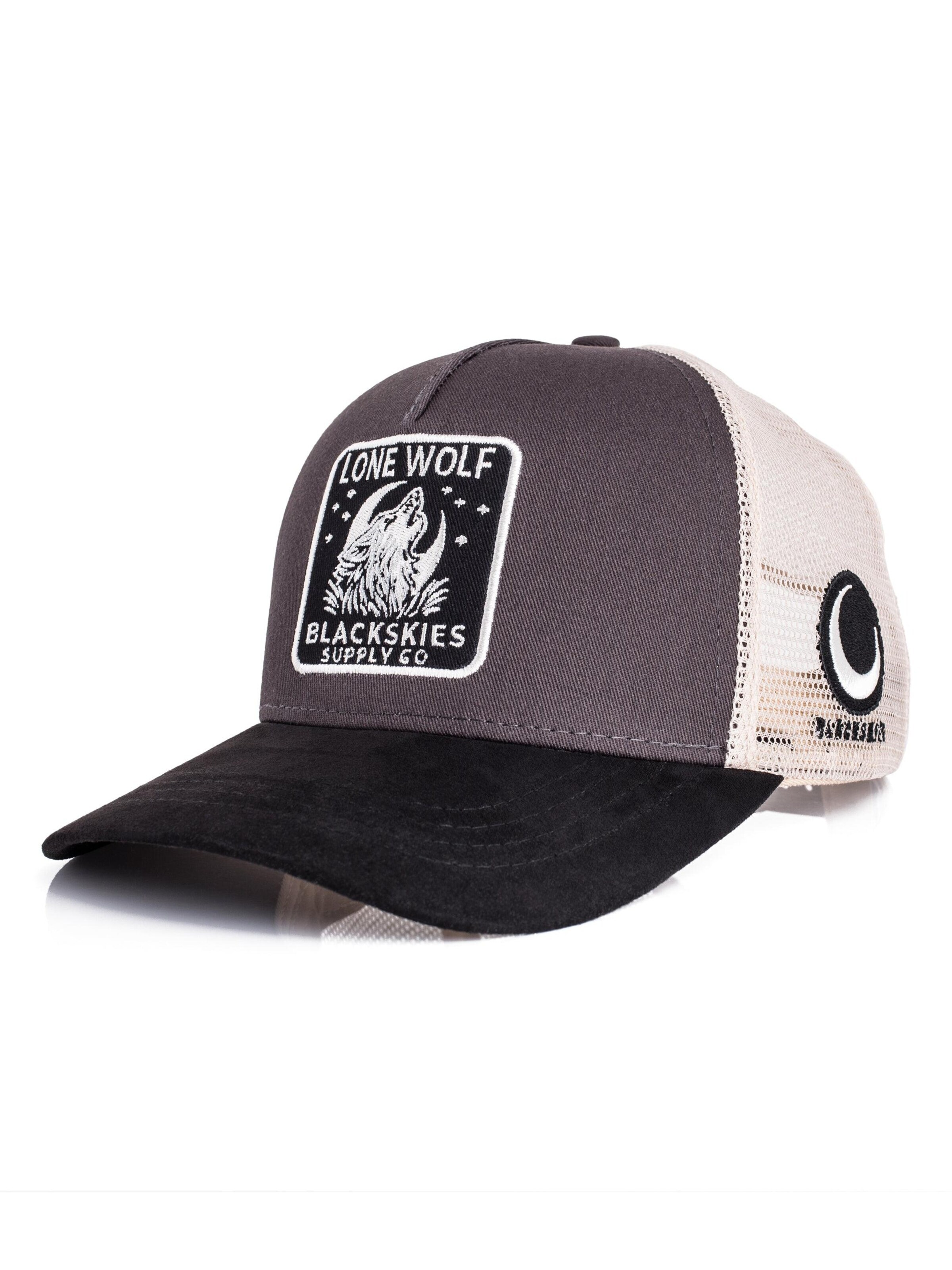 Blackskies Cap 'Lone Wolf Trucker Cap' in Grey: front