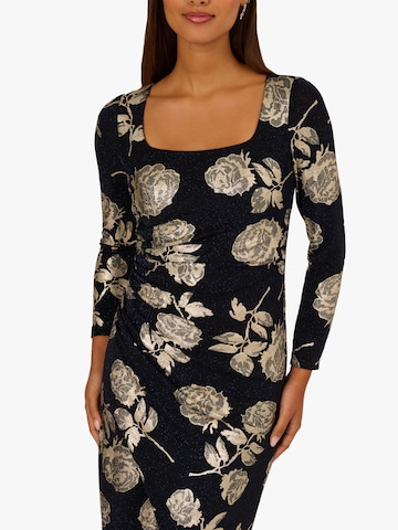 Adrianna Papell Cocktail dress 'Floral Metallic Knit Midi Dress' in Blue