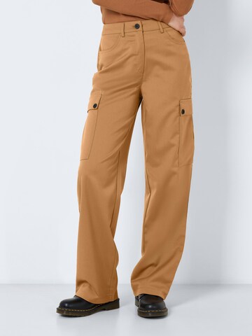 Noisy may Wide leg Cargo Pants 'Rewie' in Brown: front