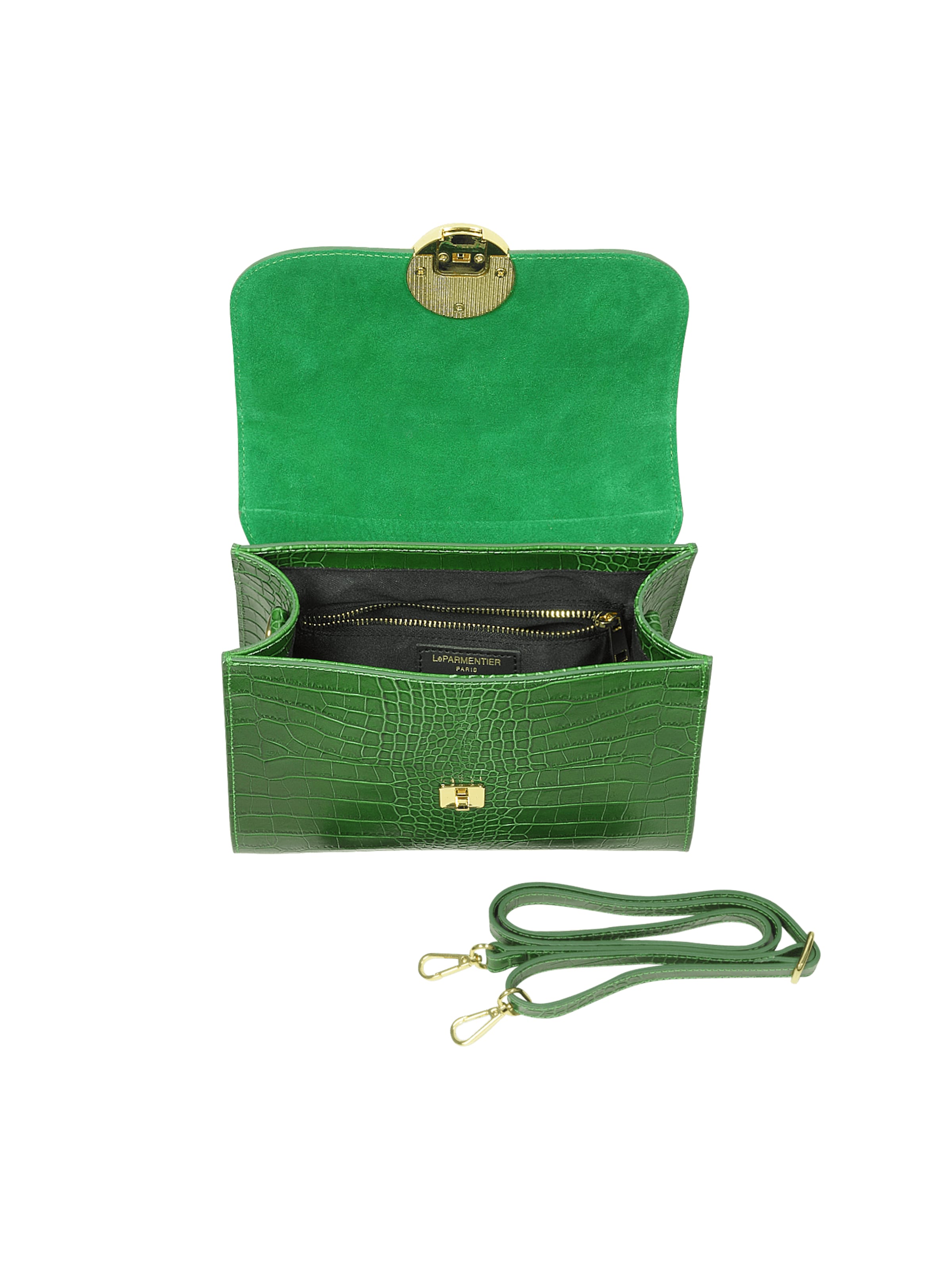 LeParmentier Handtas 'Bombo Croco' in Groen