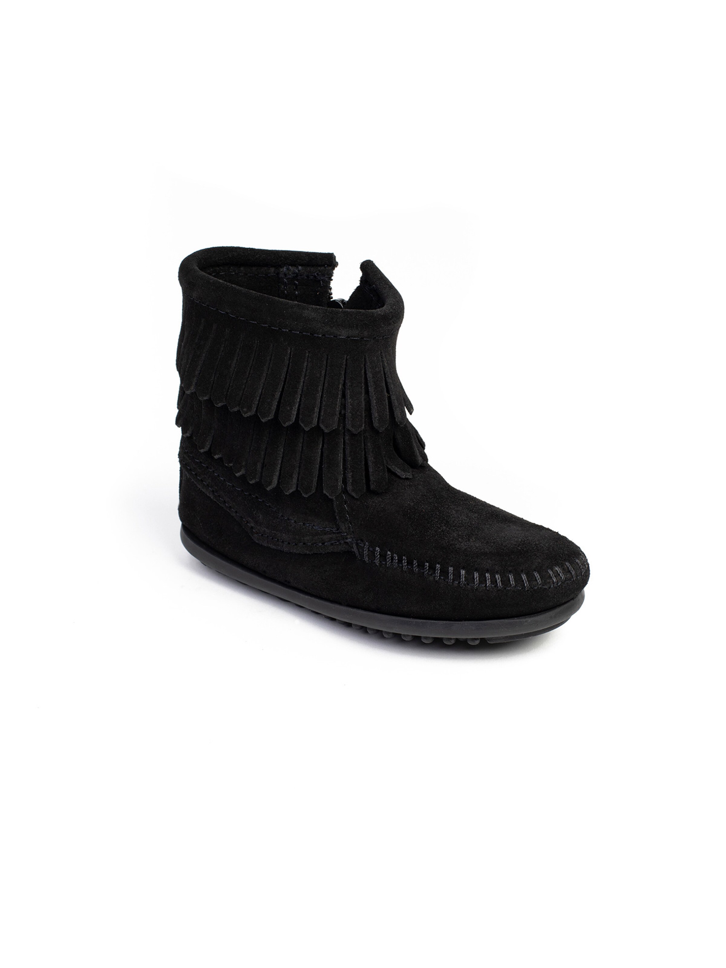 Minnetonka Škornji 'Double fringe' | črna barva