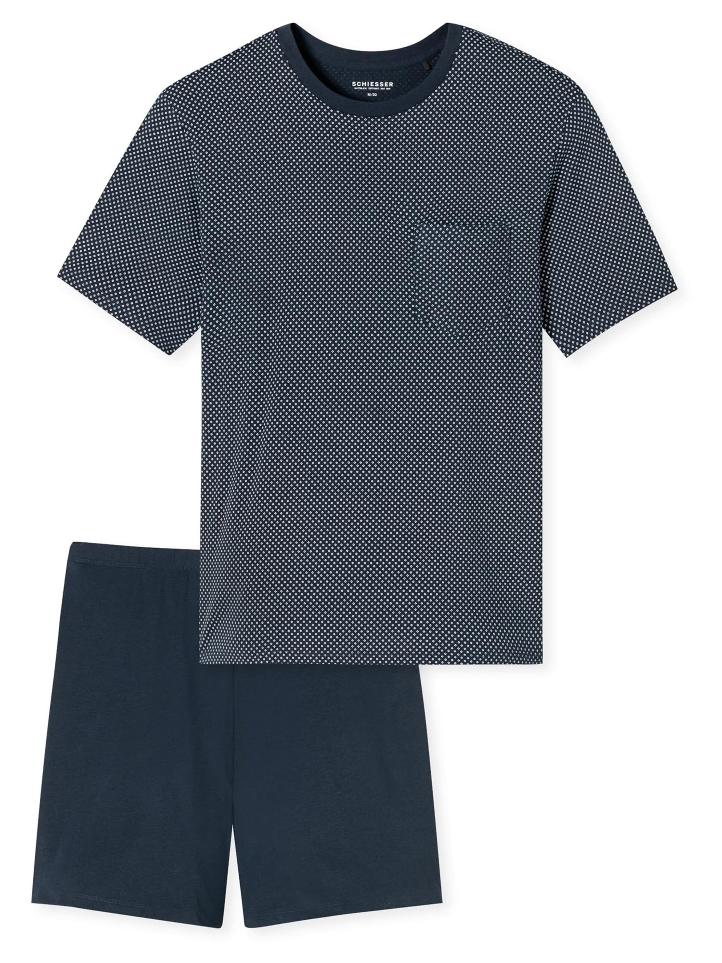 SCHIESSER Short Pajamas 'Comfort Essentials' in Blue: front