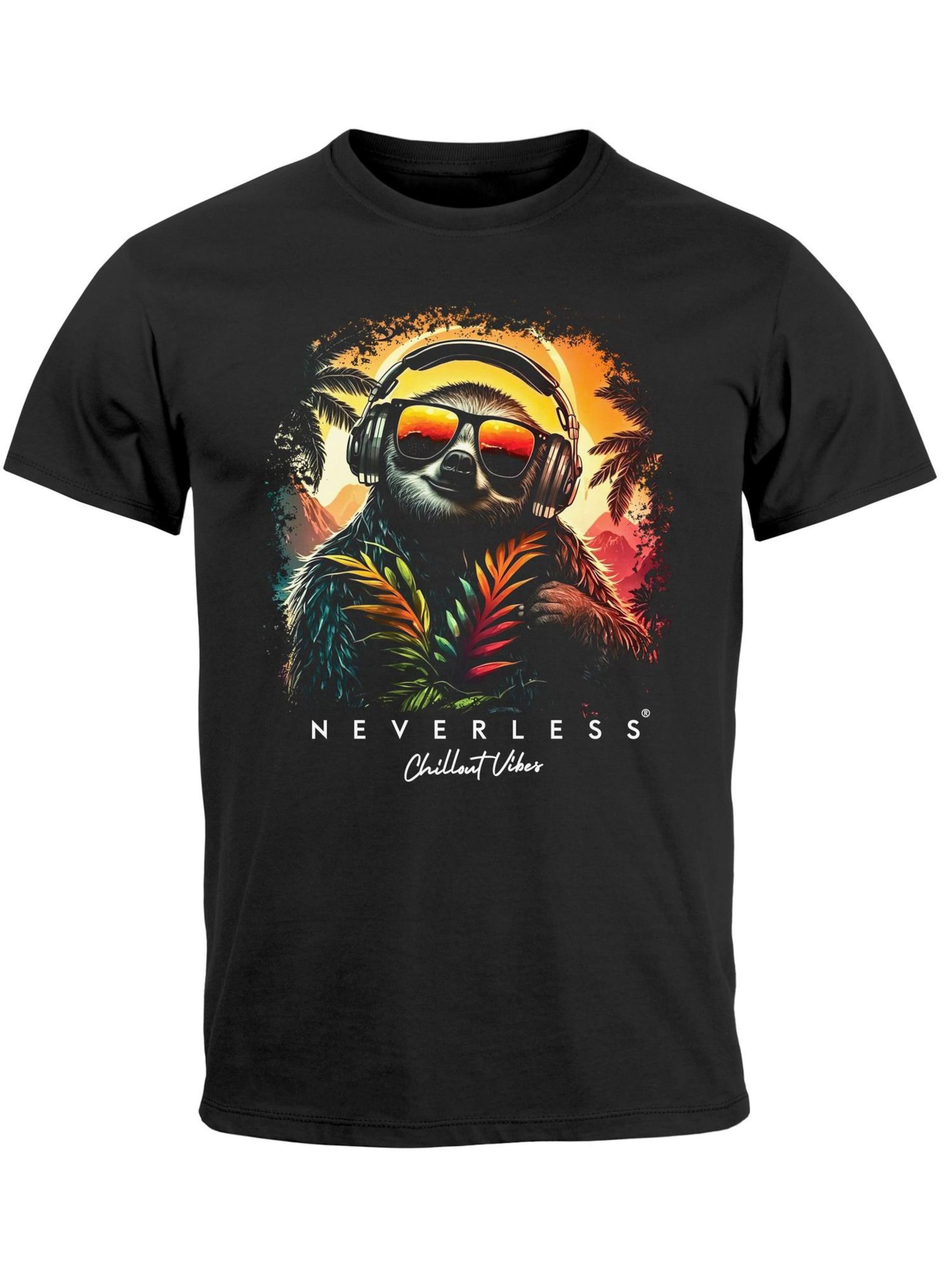 Neverless Shirt 'Sloth DJ'‌ in Schwarz