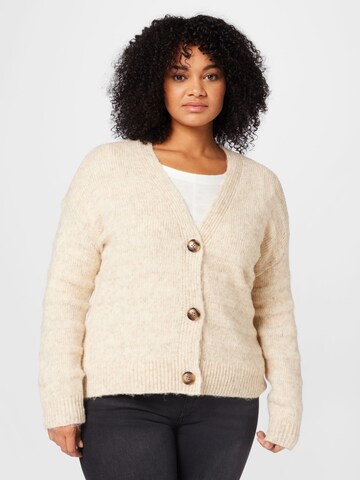 ONLY Carmakoma Knit cardigan in Beige: front