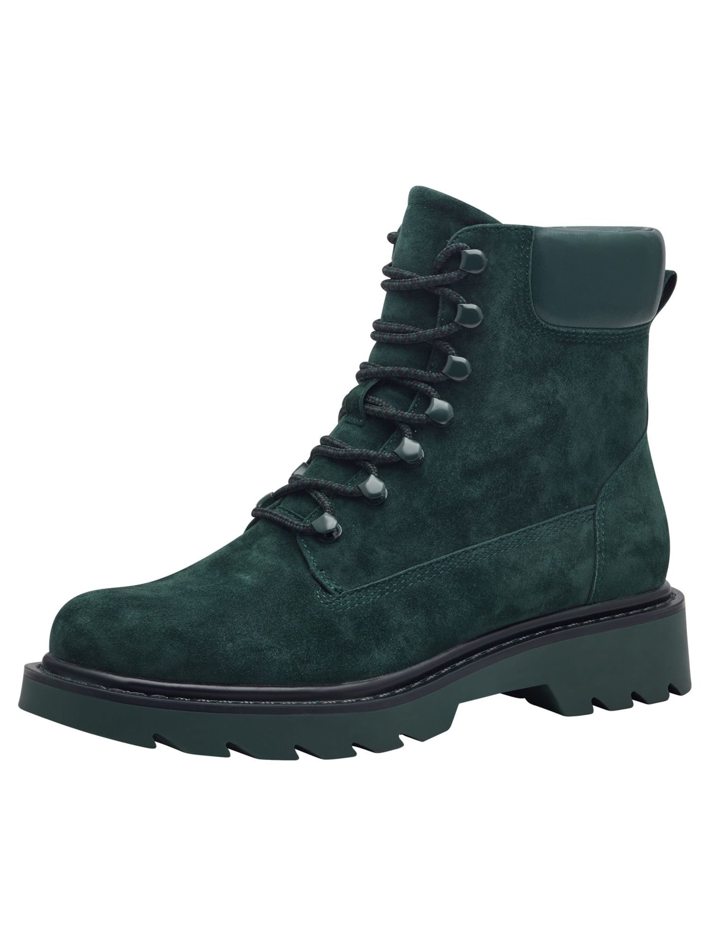 Tamaris Lace-up bootie in Green: front