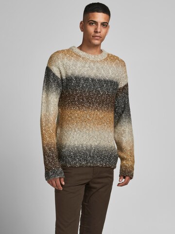 JACK & JONES Sweater 'Chunk' in Brown: front