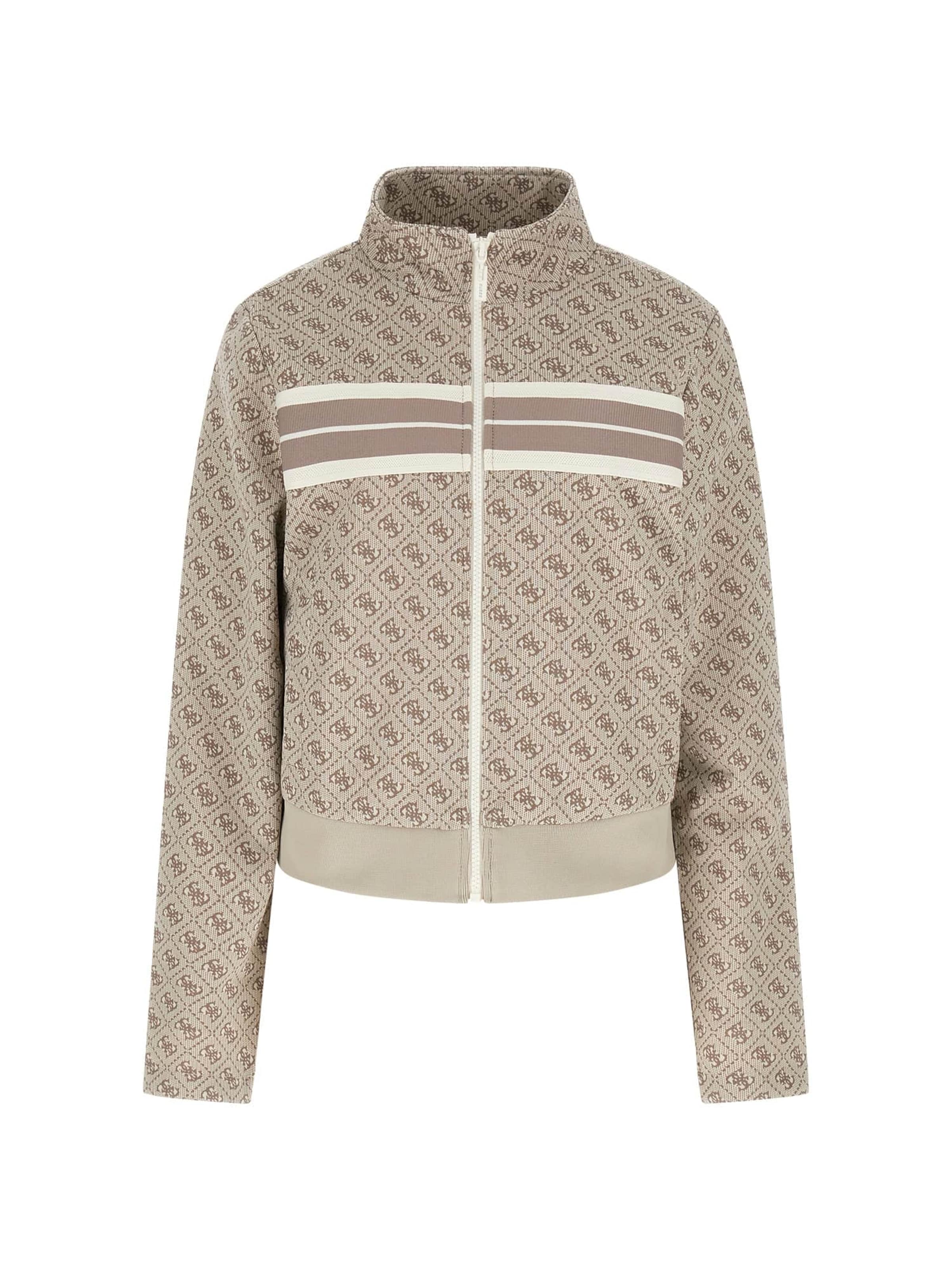 GUESS Sweatjacke '4G Logo' in Braun: Vorderseite