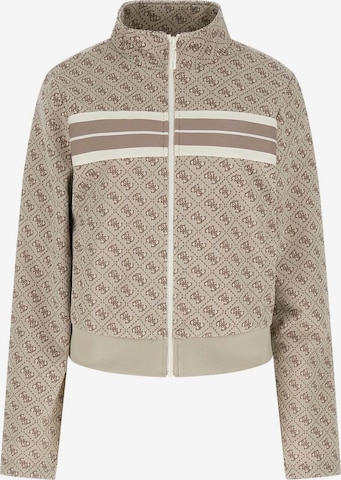 GUESS Zip-Up Hoodie '4G Logo' in Brown: front
