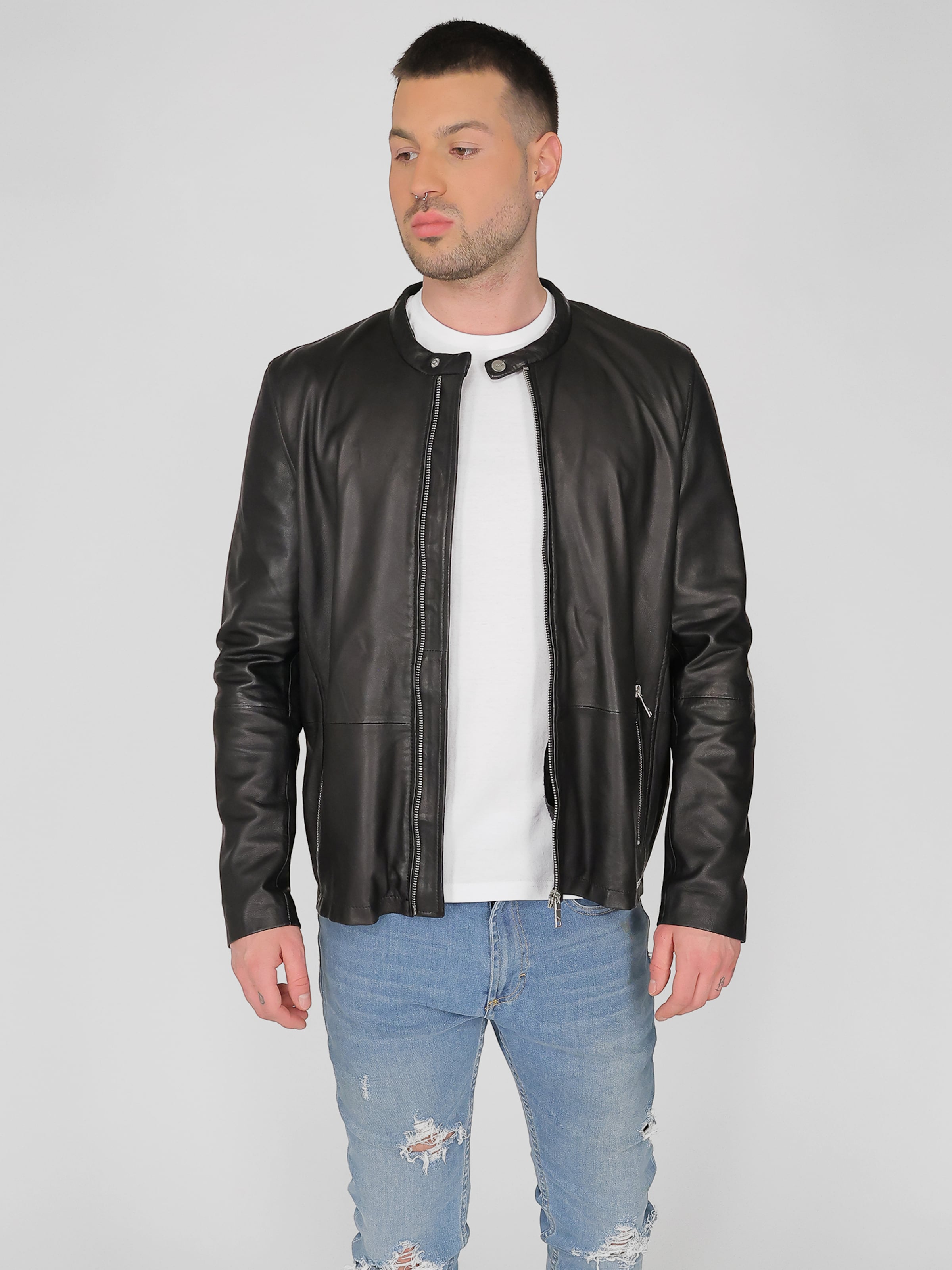 Männer Große Größen Maze Übergangsjacke in Schwarz - MA85177 Männer Große Größen Maze Übergangsjacke in Schwarz - MA85177