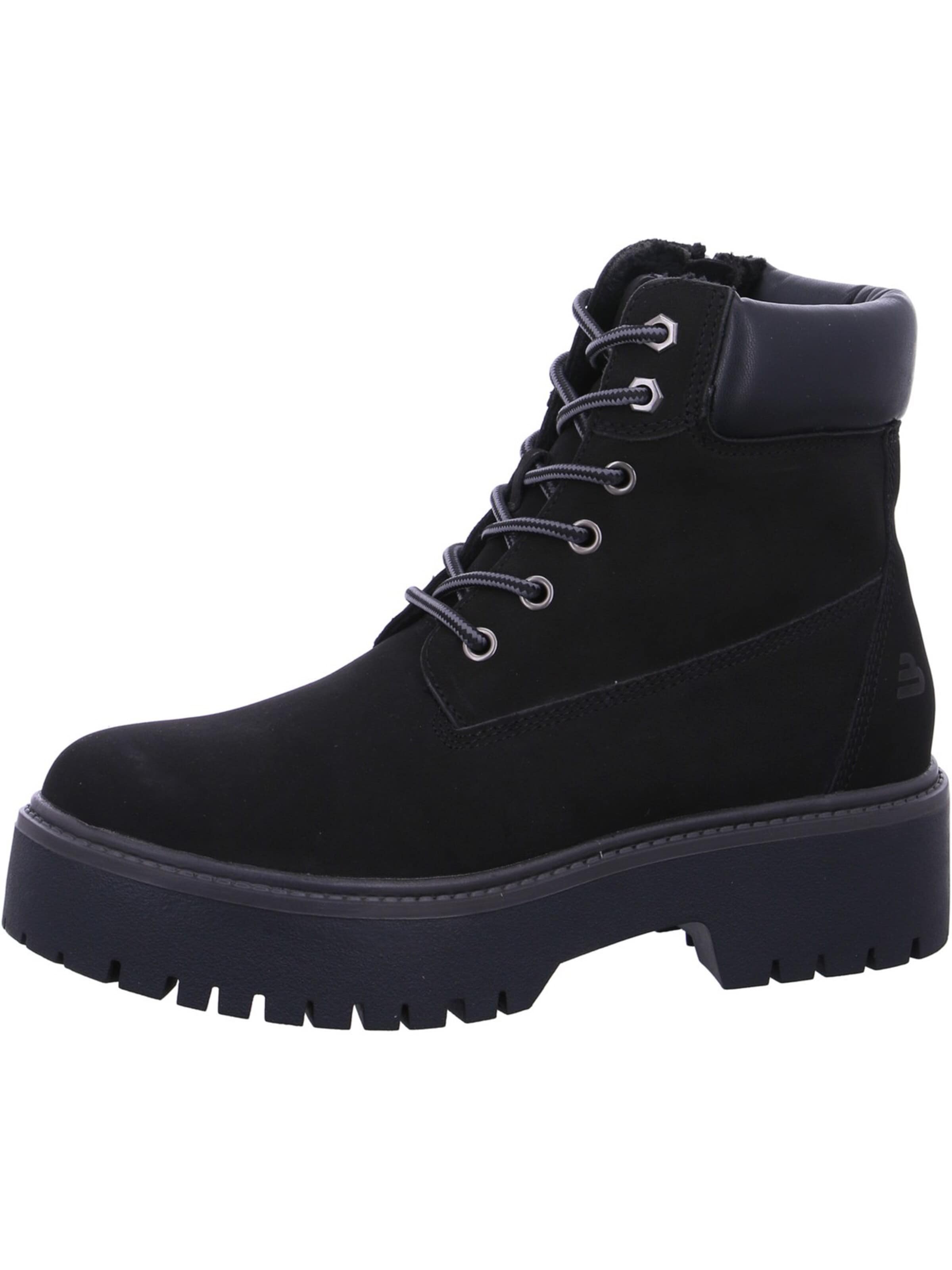 BULLBOXER Lace-Up Boots in Black: front