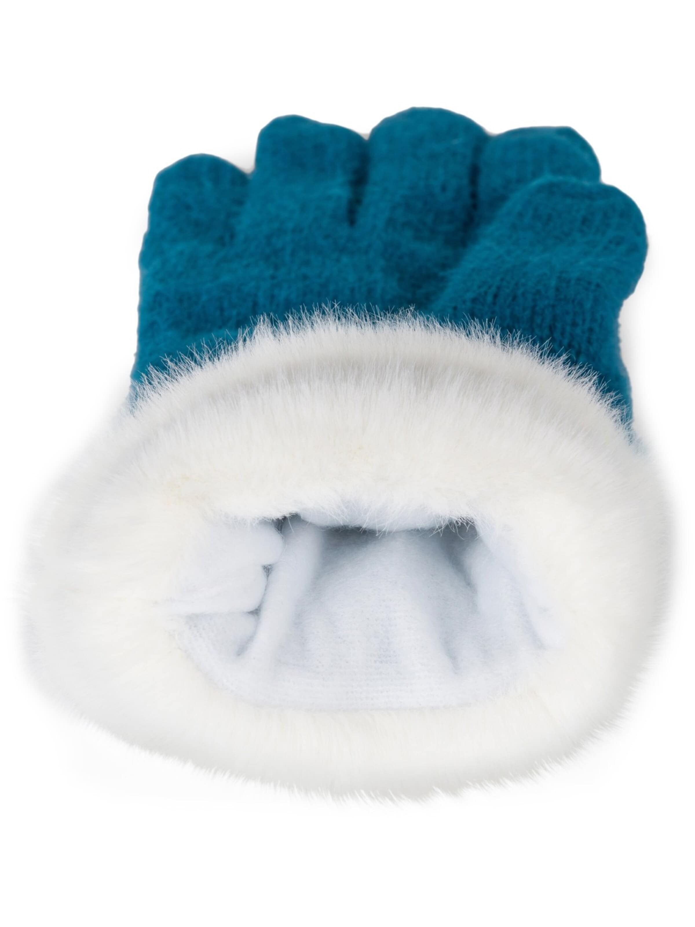 styleBREAKER Fingerhandschuhe 'Strickhandschuhe mit Reiskornmuster und Fleece'‌‌‌‌‌‌ in Blau