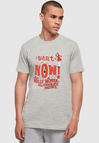 ABSOLUTE CULT Shirt 'Willy Wonka - Verruca Salt I Want It Now' in Grijs: voorkant