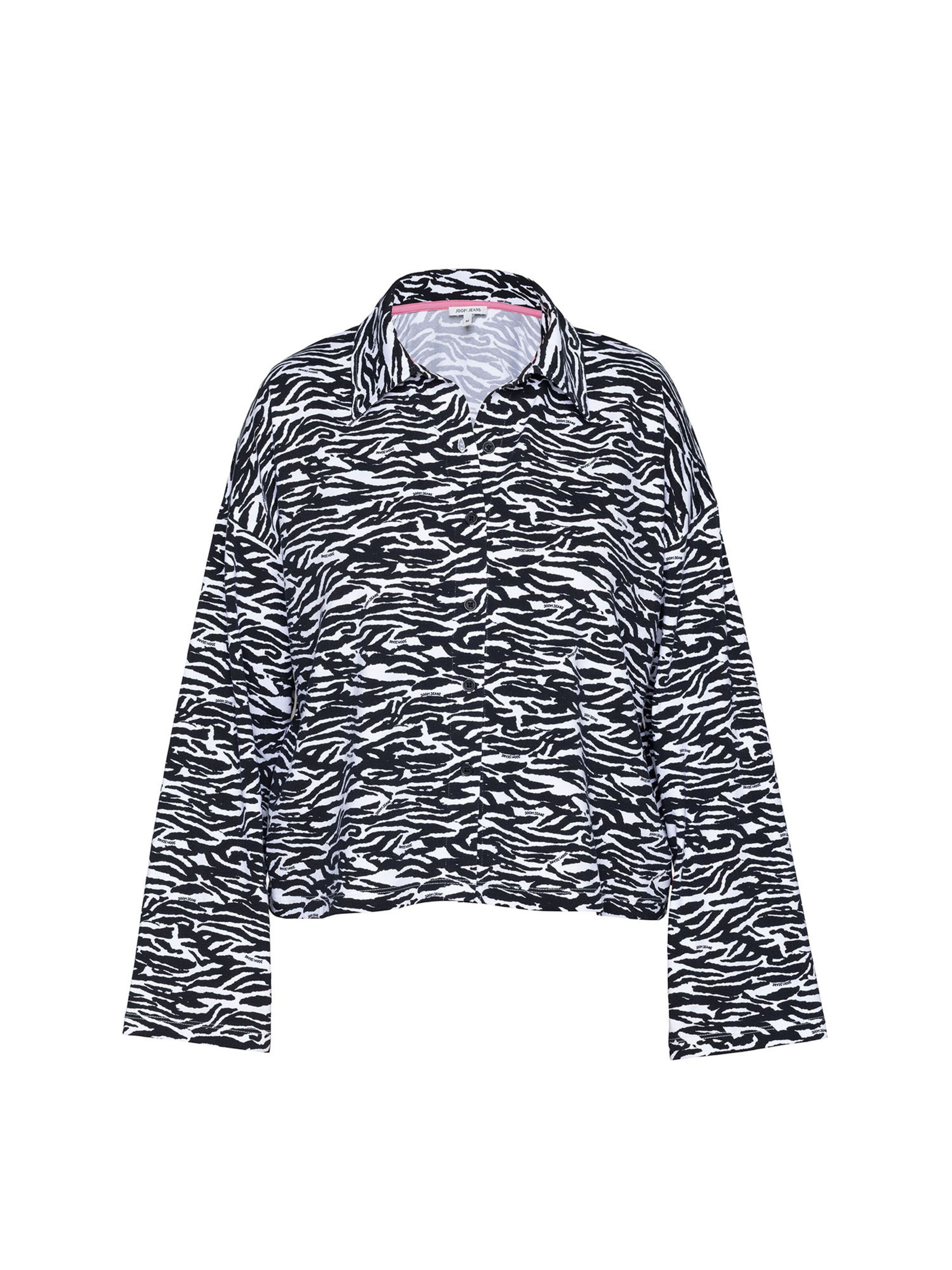 JOOP! Jeans Slaapshirt ' Animal Print ' in Zwart: voorkant