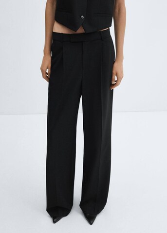 MANGO Wide leg Pleated Pants 'Maura' in Black: front