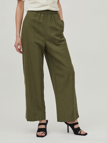 VILA Wide leg Broek in Groen: voorkant