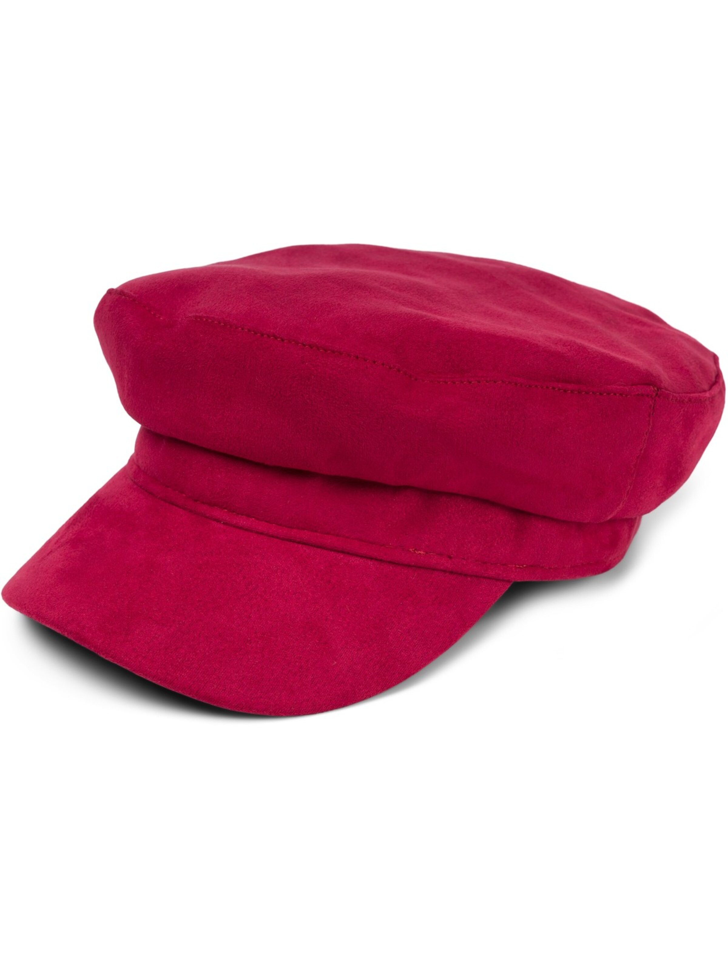 styleBREAKER Beanie 'Ballonmütze Einfarbig Veloursleder Optik' in Red: front