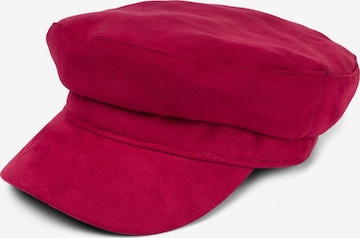 styleBREAKER Beanie 'Ballonmütze Einfarbig Veloursleder Optik' in Red: front