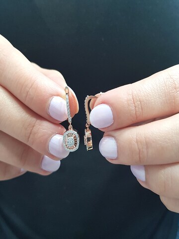 EinStein Diamant Earrings 'Diamanten Brillant Schliff Ohrringe Ohrhänger 14 Karat 585er Rotgold' in Gold