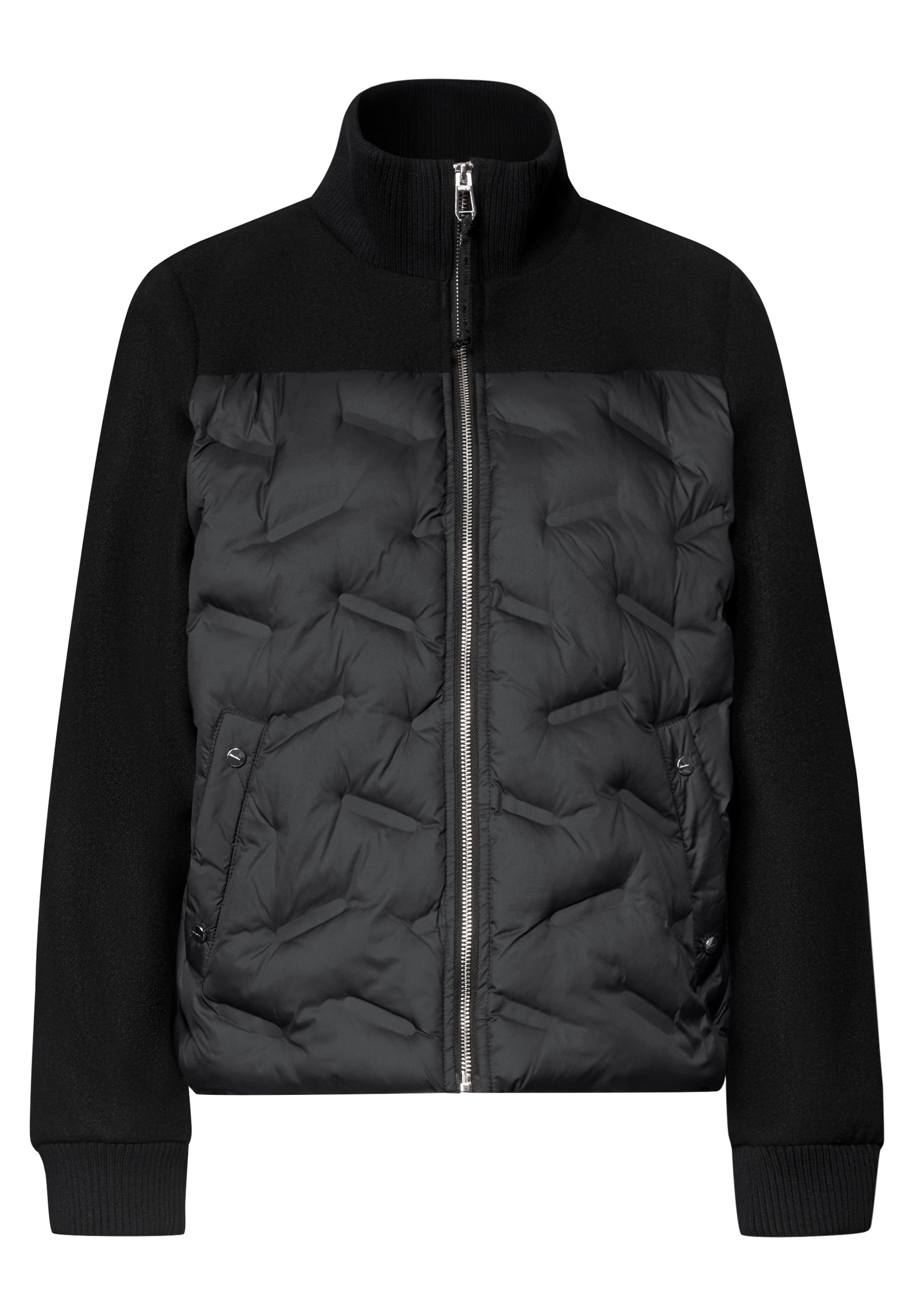 STREET ONE Strukturmix Jacke mit geklebter Steppung in Schwarz: Vorderseite