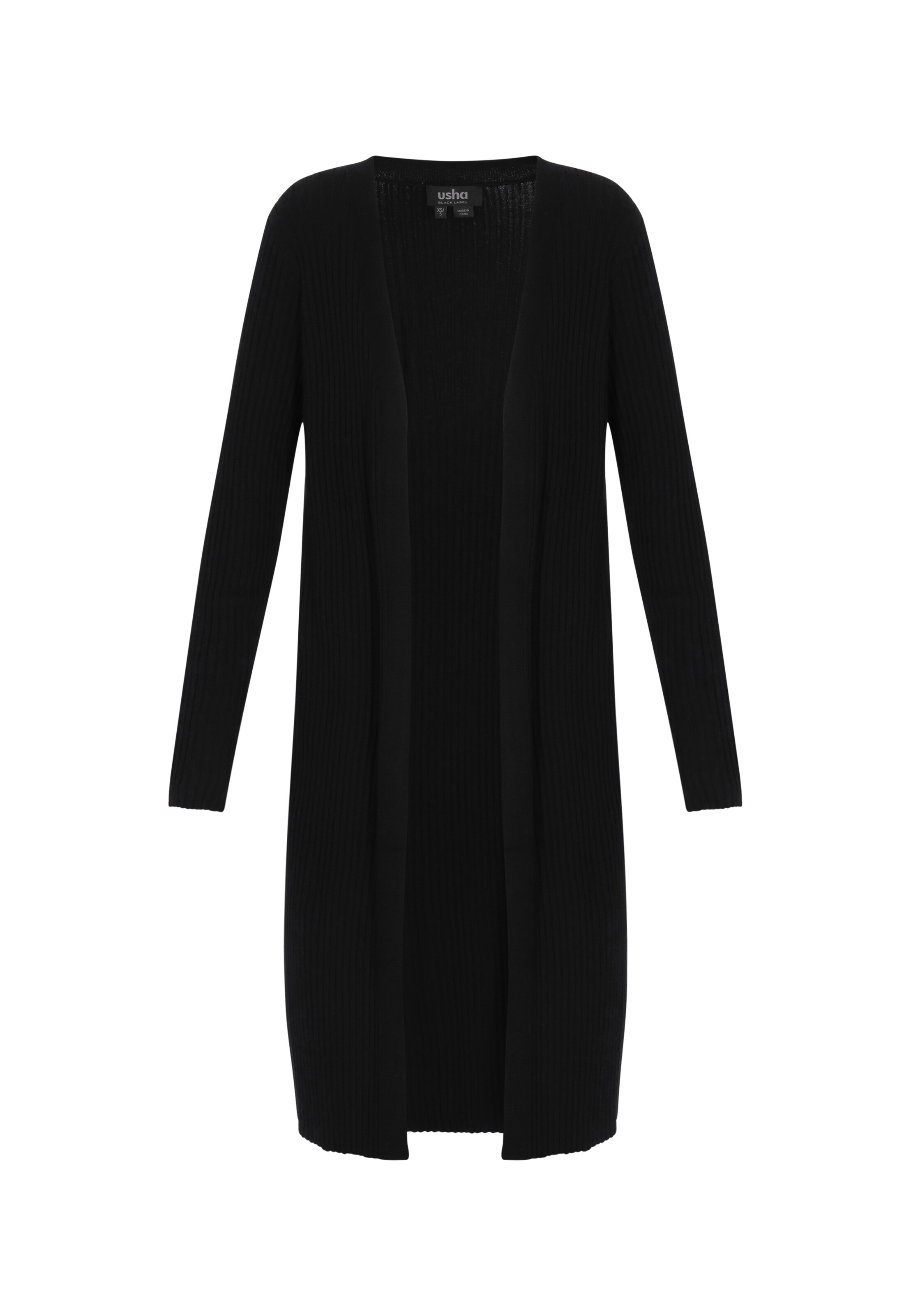 usha BLACK LABEL Gebreid vest in Zwart: voorkant