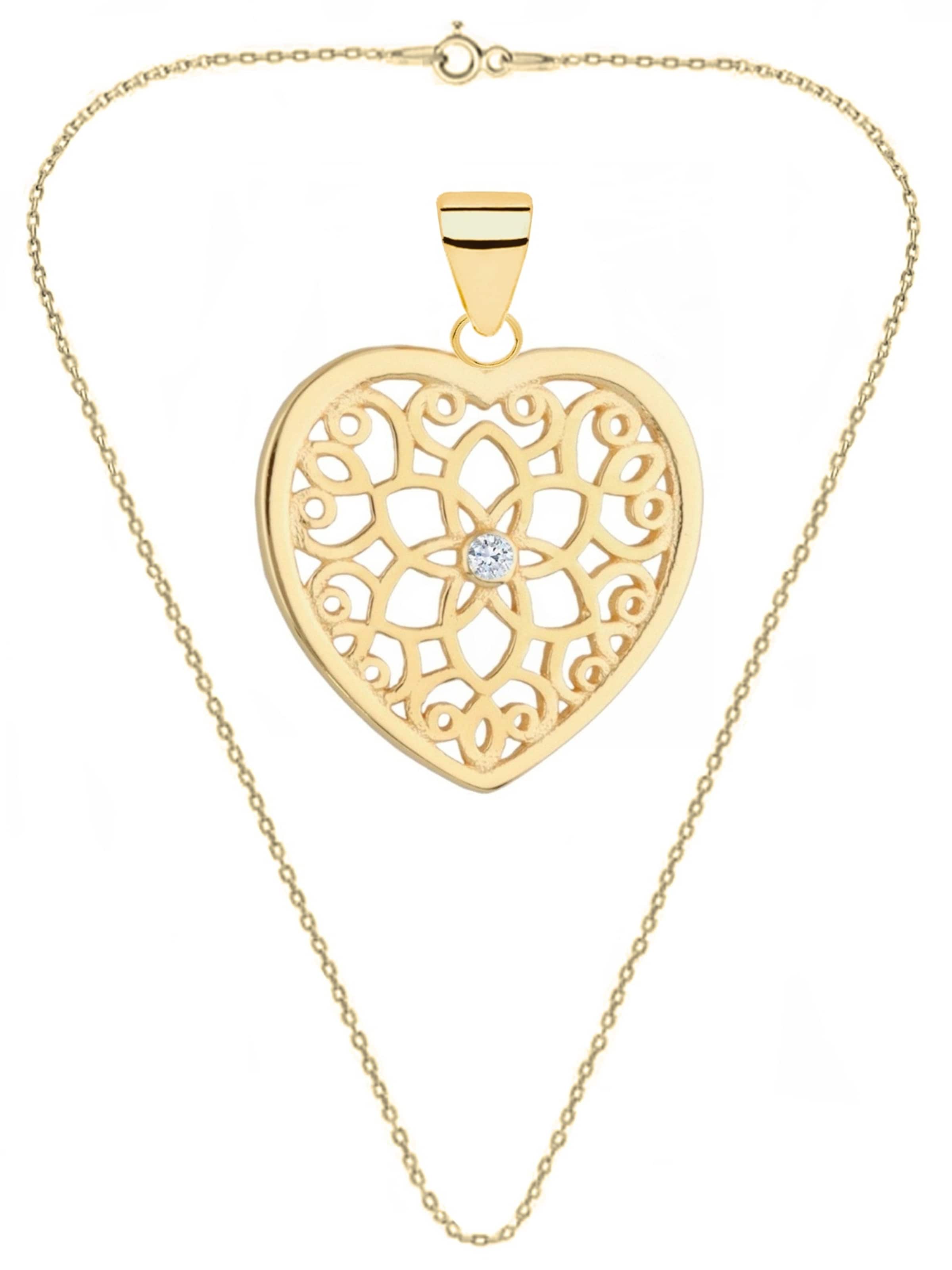 Goldene Hufeisen Necklace 'Herz' in Gold: front