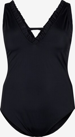 Swim by Zizzi T-shirt Swimsuit 'NELLIE' in Black: front