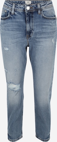 River Island Petite Tapered Jeans in Blue: front