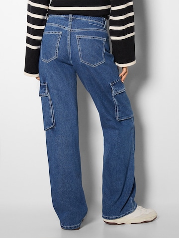 Bershka Wide leg Cargo Jeans in Blue