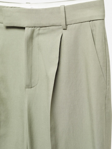 MANGO Wide leg Pleat-Front Pants 'ALICANTE' in Green