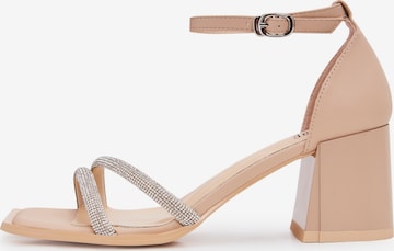 CESARE GASPARI Strap Sandals in Beige: front