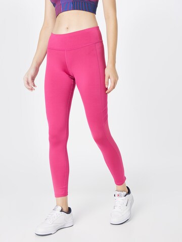 Reebok - Skinny Calças de desporto em rosa: frente