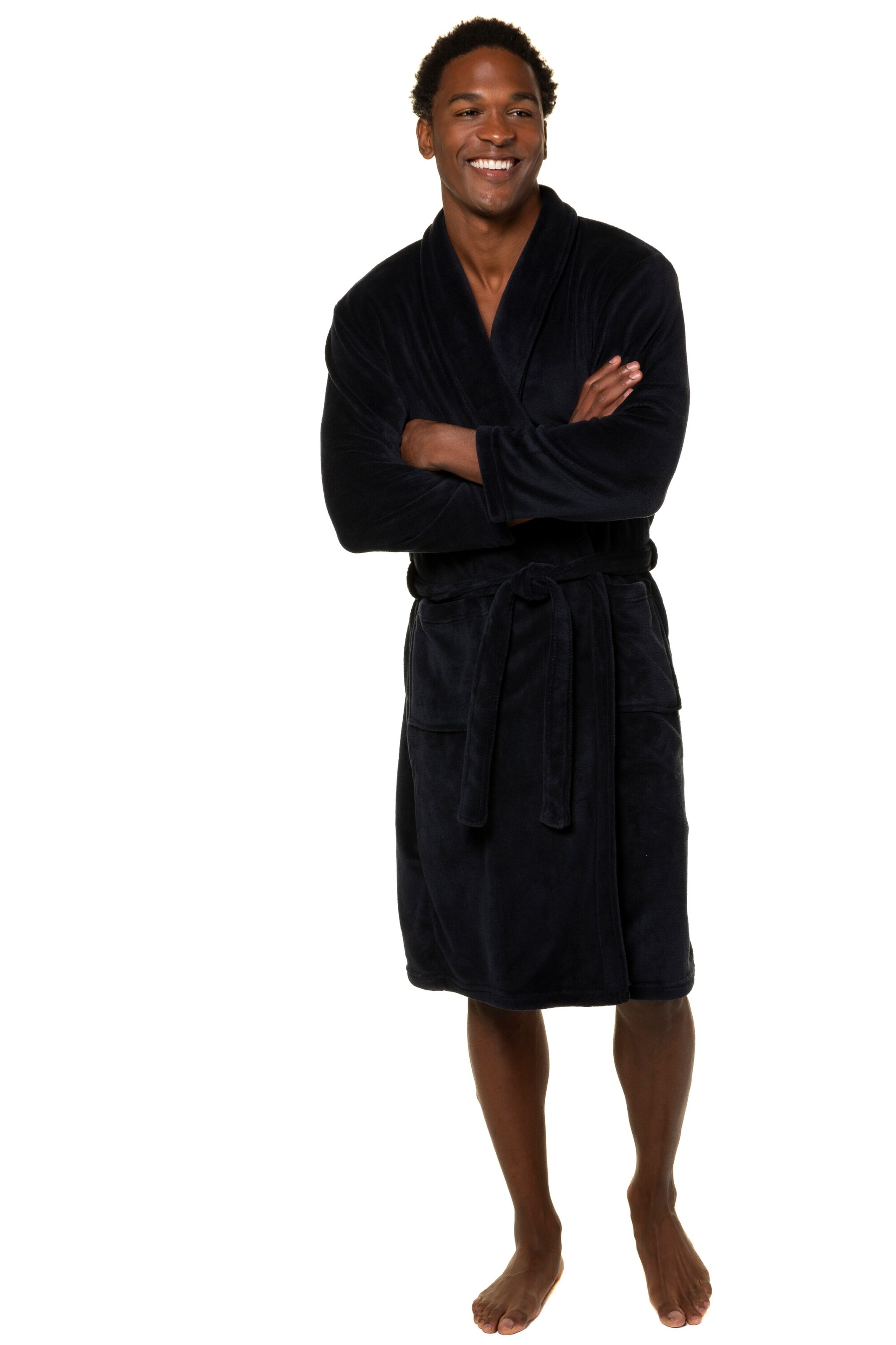 JP1880 Long Bathrobe in Blue: front
