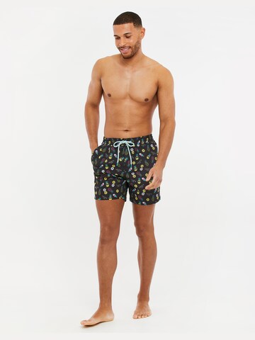 Threadbare Badeshorts 'Ananas' in Schwarz