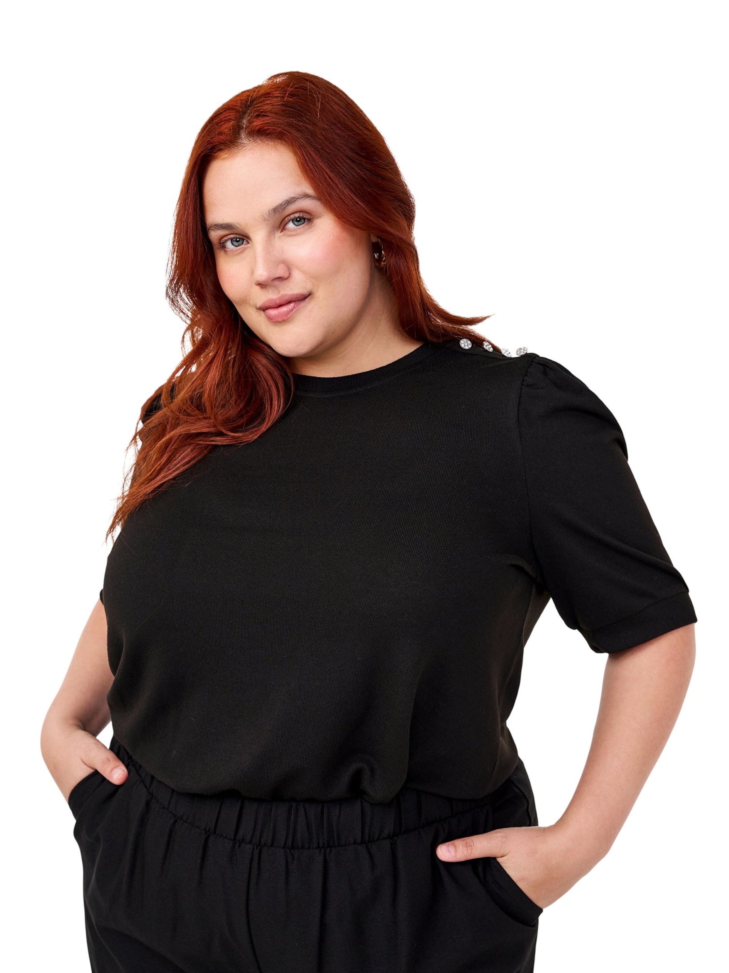Zizzi Bluse 'CAILVY' in Schwarz: Vorderseite