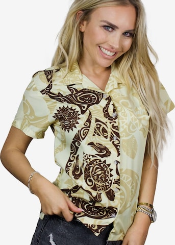 King Kameha Blouse 'Maori Wedding' in Beige: front