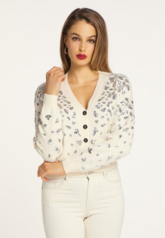 faina Knit Cardigan in White: front