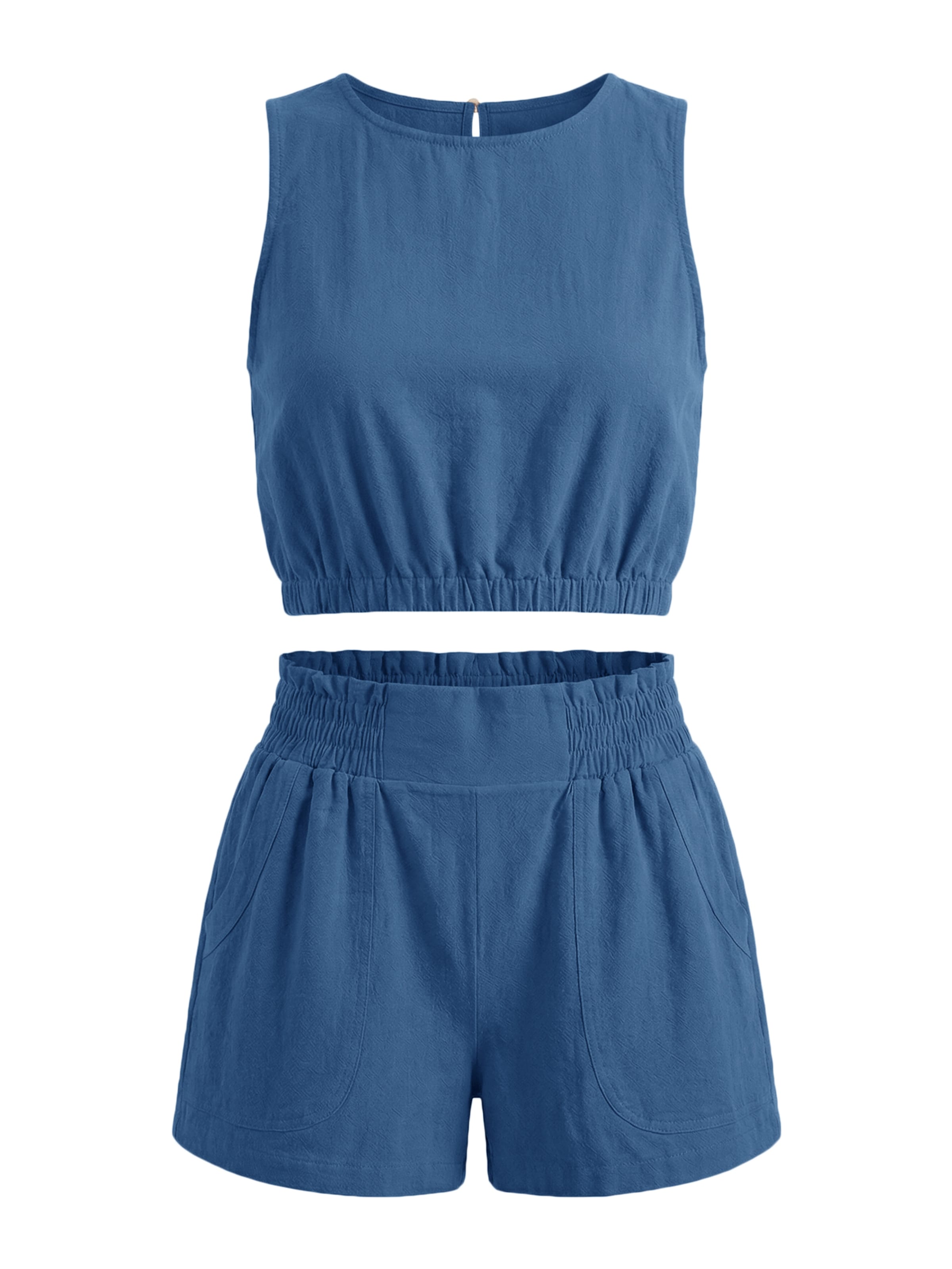 Costum cu pantaloni de la Imily Bela pe albastru: față