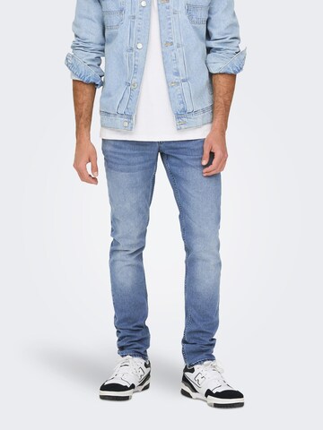 Coupe slim Jean 'Loom' Only & Sons en bleu : devant