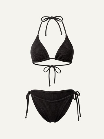ZUBEK Balconette Bikini 'Women's Merino Wool Triangle Bikini Set – Black' in Black: front